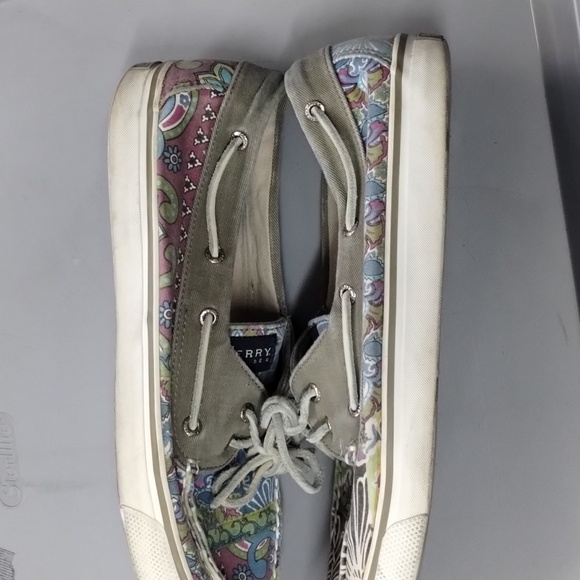 Sperry Top Sider Bahama Womens 10 Boat Shoe Blue/Purple Floral Canvas Loafers - Picture 5 of 9